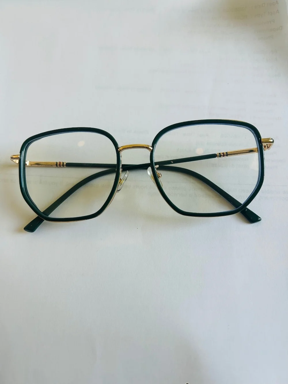 Women's Black and Gold Square Metal Frame Glasses